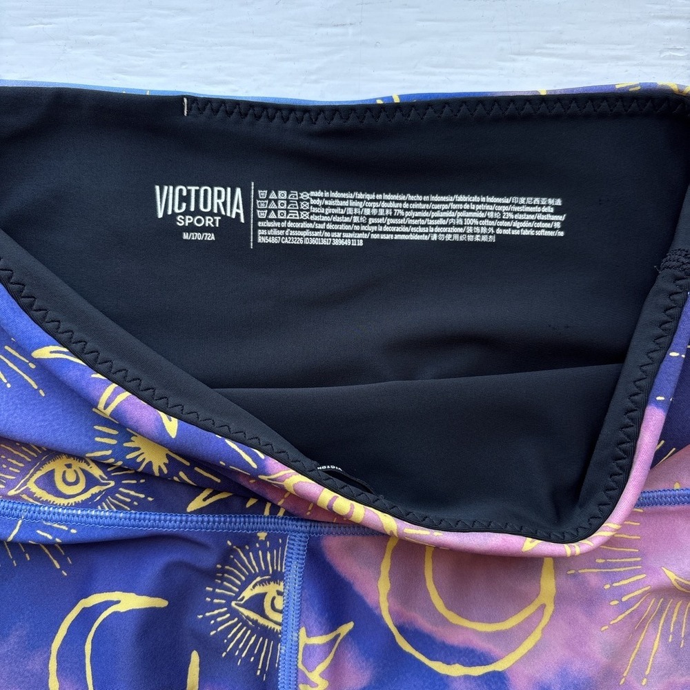 Victoria Sport Celestial Women M Leggings Purple Moon Sun Star Evil Eye Yoga - Picture 6 of 9